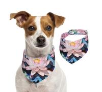 Double Sided Cotton Dog Birthday Bandana Girl Boy, Washable The Pale Lotus Flowers Dog Scarf Bibs for Small Medium Large Unisex Dogs Cats Pets Large