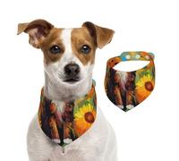 Double Sided Cotton Dog Birthday Bandana Girl Boy, Washable The Quiet Little cat in The Sunflower Dog Scarf Bibs for Small Medium Large Unisex Dogs Cats Pets Small