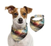 Double Sided Cotton Dog Birthday Bandana Girl Boy, Washable The Road to Wonderland Dog Scarf Bibs for Small Medium Large Unisex Dogs Cats Pets Large
