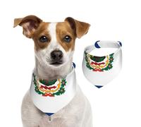 Double Sided Cotton Dog Birthday Bandana Girl Boy, Washable West Virginia Flag Dog Scarf Bibs for Small Medium Large Unisex Dogs Cats Pets Medium