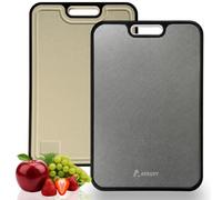Double Sided Crystallized Titanium Cutting Board for Kitchen - Non Porous PP Cutting Boards with Grinding Area, Large Size 15.2"×10.5" Chopping Board Professional with Juice Groove