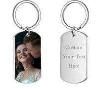 Double-Sided Custom Keyring UK with Picture Personalised Engraving Photo Drive Safe Text Key Chain Double Sided Custom Keyring UK with Picture for Family Men Boyfriend Gifts silver One Size