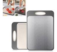 Double Sided Cutting Boards for Kitchen, Stainless Steel Cutting Board, Steel Cutting Board for Home Kitchen Cooking(M)