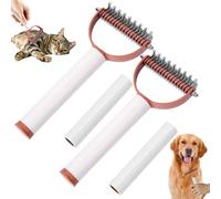 Double Sided Dematting Comb for Cats & Dogs, Undercoat Rake Deshedding Grooming Tool, Pet Brush for Long Hair, Removes Tangles Knots and Loose Fur, Grooming Tool for Thick Coats (Brown 2)