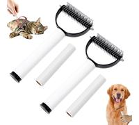 Double Sided Dematting Comb for Cats & Dogs, Undercoat Rake Deshedding Grooming Tool, Pet Brush for Long Hair, Removes Tangles Knots and Loose Fur, Grooming Tool for Thick Coats (Black 2)