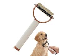 Double Sided Dematting Comb for Cats & Dogs, Undercoat Rake, Safe Deshedding Grooming Tool, Gentle Matt Remover Detangler for Long Thick Haired Pets, Ergonomic Pet Grooming Brush (A)