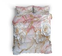 Double-Sided DesignSingle Duvet Cover Set 3D Gilded Rose Print Bedding Set 3 Pcs Quilt Cover 220x260cm Duvet Cover Sets Microfiber Ultrasoft Bedding Set With Zipper + 2 pillowcases 50x75cm
