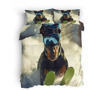 Double-Sided DesignSingle Duvet Cover Set 3D Pet Dog Print Bedding Set 3 Pcs Quilt Cover 200x200cm Ski Duvet Cover Sets Microfiber Ultrasoft Bedding Set With Zipper + 2 pillowcases 50x75cm