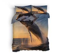 Double-Sided DesignSingle Duvet Cover Set 3D Whale Sea Print Bedding Set 3 Pcs Quilt Cover 200x200cm Duvet Cover Sets Microfiber Ultrasoft Bedding Set With Zipper + 2 pillowcases 50x75cm