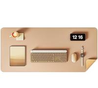 Double-Sided Desk Pad Leather Desk Mat Cork Desk Pad Protector Large Mouse Pad Waterproof Desk Pad for Office/Home for Home(Apricot Color,60x35 cm)