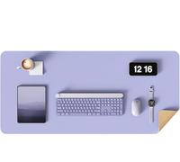 Double-Sided Desk Pad Leather Mat Cork Protector Large Mouse Waterproof for Office/Home for Office and Home(Purple,60x35 cm)