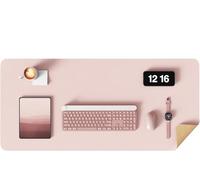 Double-Sided Desk Pad Leather Mat Cork Protector Large Mouse Waterproof for Office/Home for Office and Home(Pink,80x40 cm)