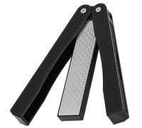 Double Sided Diamond Foldable Knife Sharpener, 400 and 600 grit efficient Sharpening Elliptical mesh Contains filings Anti Slip ABS Handle for Kitchen Scissors Fruit Knives