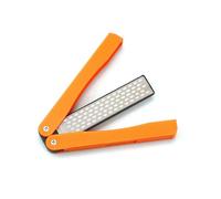 Double Sided Diamond Knife Sharpener, Pocket Sharpening Stone, 400/600 Grit Foldable Knife Sharpener Gritstone Whetstone with Non-Slip Handheld (Orange)