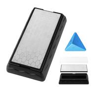 Double-sided Diamond Sharpening Stone,Knife Sharpening Stone with Extra Fine 1000/Coarse 600 Grit Diamond Plate, Storage Case with Non-Slip Base & Angle Guide(7 x 3.5 Inch)