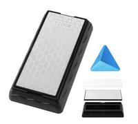 Double-sided Diamond Sharpening Stone,Knife Sharpening Stone with Extra Fine 1200/Coarse 400 Grit Diamond Plate, Storage Case with Non-Slip Base & Angle Guide(7 x 3.5 Inch)