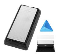 Double-sided Diamond Sharpening Stone,Knife Sharpening Stone with Extra Fine 1200/Coarse 600 Grit Diamond Plate, Storage Case with Non-Slip Base & Angle Guide(7 x 3.5 Inch)