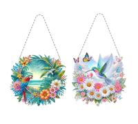 Double-Sided DIY 5D Diamond Art Hanging Kit - Special Shaped Rhinestone Window Pendants for Home, Garden, or Wall Decor, Creative Acrylic Craft Ornament-2PCS