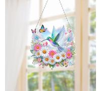 Double-Sided DIY 5D Diamond Art Hanging Kit - Special Shaped Rhinestone Window Pendants for Home, Garden, or Wall Decor, Creative Acrylic Craft Ornament-Hummiingbird 03