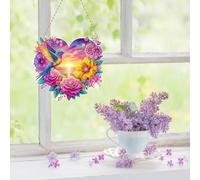 Double-Sided DIY 5D Diamond Art Hanging Kit - Special Shaped Rhinestone Window Pendants for Home, Garden, or Wall Decor, Creative Acrylic Craft Ornament-Hummiingbird 02