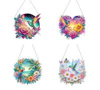 Double-Sided DIY 5D Diamond Art Hanging Kit - Special Shaped Rhinestone Window Pendants for Home, Garden, or Wall Decor, Creative Acrylic Craft Ornament-4PCS