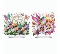 Double-Sided DIY Tabletop Diamond Art Kit - Special Shaped Rhinestone Desk Decor, Stand-Up Gem Craft for Home, Office, or Birthday Gift-2Pcs A