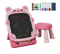 Double Sided Drawing Board - Magnetic Drawing Board For With Stool | Adjustable Magnetic Whiteboard For Toddlers | Foldable Stand Magnetic Chalk Board