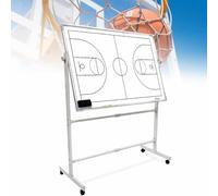 Double-Sided Dry Erase Clipboard with Height Adjustable Stand & Sliding Wheel for Basketball Coaches - Portable Whiteboard