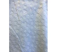 Double Sided Embossed Soft Cuddle Fleece Fabric Material - Blue Hearts, 1Mtr 150cmx100cm