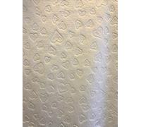 Double Sided Embossed Soft Cuddle Fleece Fabric Material - White Hearts, 1Mtr 150cmx100cm