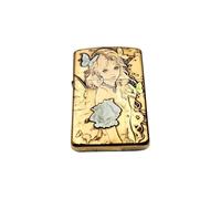 Double-sided embossed windproof kerosene lighter, retro pure copper lighter, nice start-up sound, grinding wheel ignition, gift for father (kerosene not included)(Brass)