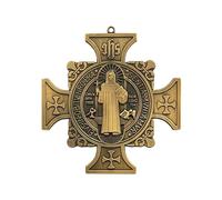 Double Sided Extra Large 5 INCH Saint Benedict Cross Medal Gold Tone 10 Ounces/MEDALLA Cruz PARED SAN Benito 5 PULGADAS DE Alto Y 5 PULGADAS DE ANCHO