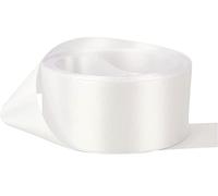 Double Sided Faced Satin Ribbon Size 38mm x 5 Meters (White) Perfect for Gifts Wrap Sew Party, Decorations Events Dress Wedding Christmas Crafts, Bows Car, DIY, Bouquets, Cake More