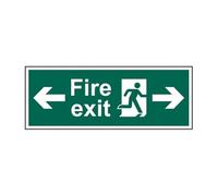 Double Sided Fire Exit Sign, Arrow Left & Right, 450mm x 150mm | Foamed PVC Hanging Safety Sign with Suspension Kit
