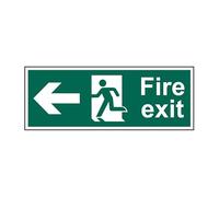 Double Sided Fire Exit With Hanging Kit Arrow Left/Right On Reverse 3mm Foamed PVC Board Pre-Drilled Corners W450mm x H150mm