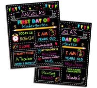 Double-Sided First Day of School Sign Board, 12 × 10 Inches Back to School Sign, Reusable Color Painting First and Last Day of Preschool Board, Washable Chalkboard for Kindergarten Pre-K