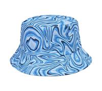 Double Sided Fisherman Hat Men and Women Summer Travel Sun Visor Tie Dye Travel Hat Men's Drinking Bucket Hat (Blue, One Size)