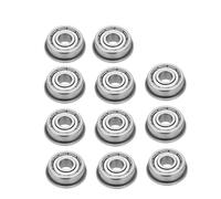 Double Sided Flanged Ball Bearing 10pcs Set | High Speed Deep Groove Steel Bearing F603 - ZZ / F604 - ZZ / F605 - ZZ | Low Noise Protected Bearing for Machinery/Electric Tools / (F605ZZ)