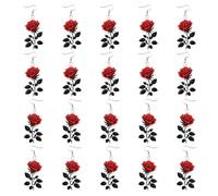 Double-Sided Floral Earrings with Acrylic Rose Dangle | Rose-Shaped Pendant Profile, Flat Printed Acrylic Construction, Ten Earring Pairs for Rotating Accessory Looks