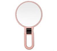 Double Sided Foldable Handheld Magnifying Mirror with 360 Degree Adjustable Handle for Detailed Facial and Eye Care (Pink)