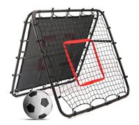 Double-Sided Football Rebounder Net, Adjustable Goal in 5 Levels, Rebound Net with Goal Kickback Target for Kids Soccer Training, Portable Football Goals for Garden Outdoor, 100 x 100 cm Red