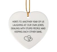 Double Sided Friendship Ceramic Heart Ornament, White Bible Verse Hanging Ornament with Gold String Hanging Heart Ceramic Plaque Craft Women Gifts for Home Wall Door Decor