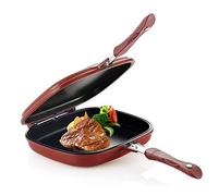 Double Sided Frying Pan,BBQ Skillet Aluminum Alloy Kitchen Non-Stick Baking Pancake Pan Omelette Trays Double-Sided Flip Design Fried Egg Pancake Pan for Kitchen 28cm