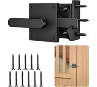 Double Sided Gate Latch, Heavy Duty Garden Gate Latch for Wooden Gates, Aluminum Black Shed Door Latch, Double Side Handle for Yard, Fence, Garden, Pool Gate, Suitable for Right Inward Opening Doors