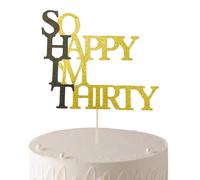 Double Sided Glitter So Happy I'm Thirty Cake Topper, Birthday Cake Toppers for 30th Birthday Party Decorations.