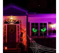 Double Sided Glowing Halloween Eyes Hanging Pendant for Outdoor Tree, Lawn, Door or Wall with Fluorescent Effect to Elevate Spooky Atmosphere (A)