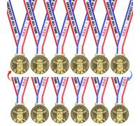 Double-Sided Goat Medal with Neck Ribbons, Greatest of All Time Champ Medals Award, 3D Goats Pendant Medal for Football Basketball Sports Tournament & Championship MVP Collections (12Pcs-Light Bronze)