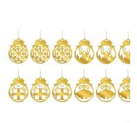 Double-Sided Golden Christmas Ball Ornaments Set of 12, Shatter-Resistant Acrylic Decorations with Festive Reindeer, Snowflake and Merry Christmas Patterns(1143 gold: 12 pieces)