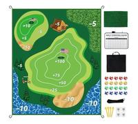 Double Sided golfPractice Mat - Adult Size Chipping Training Surfaces with 20 Adhesive Balls, Outdoor Sports Hitting | 180x150cm Equipment for Backyard Home Garage Lawn Office Courtyard Game Skill