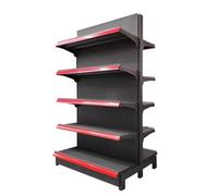 Double Sided Gondola Shelving Unit, Five Tier Retail Display Rack for Supermarkets & Shops, Maximize Product Visibility, Heavy Duty Storage Solution for Retail Merchandising